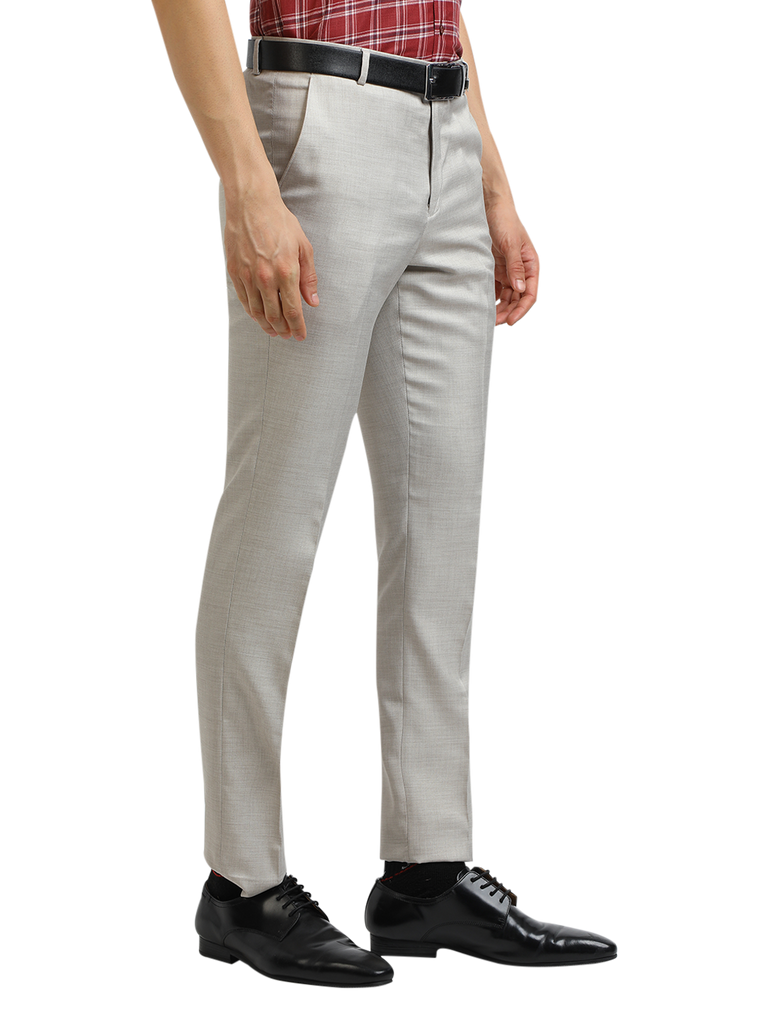 Model wearing Clarke Gable's Off-White Casual Fit Trousers in a casual setting