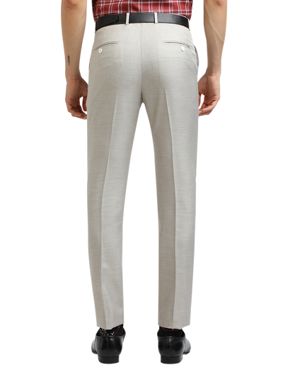 Model wearing Clarke Gable's Off-White Casual Fit Trousers in a casual setting