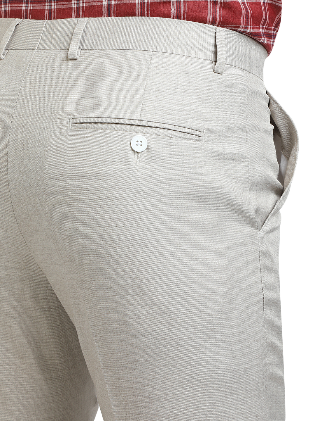 Model wearing Clarke Gable's Off-White Casual Fit Trousers in a casual setting