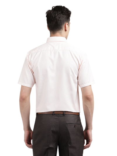 Model wearing Clarke Gable's Pink Striped Formal Shirt in a casual setting