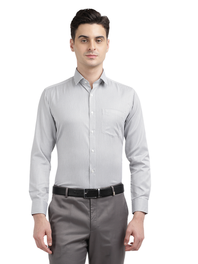 Model wearing Clarke Gable's White With Black Checked Formal Shirt in a casual setting