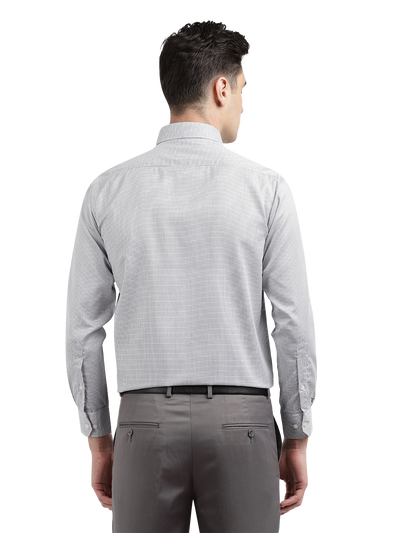 Model wearing Clarke Gable's White With Black Checked Formal Shirt in a casual setting