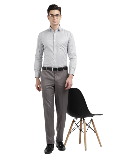 Model wearing Clarke Gable's White With Black Checked Formal Shirt in a casual setting