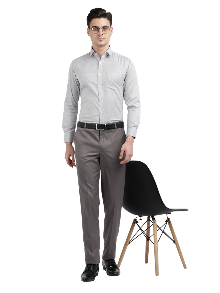 Model wearing Clarke Gable's White With Black Checked Formal Shirt in a casual setting