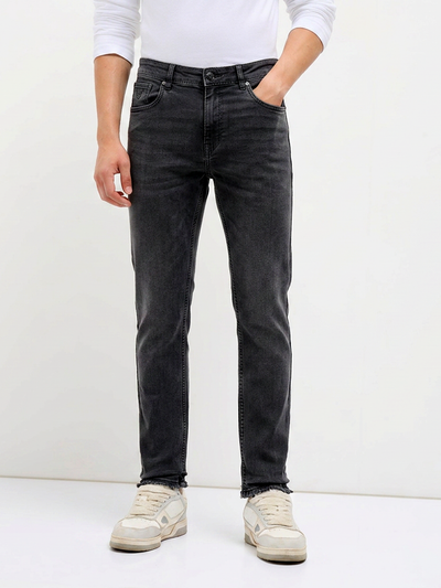 Dark Grey Casual Denim Trousers