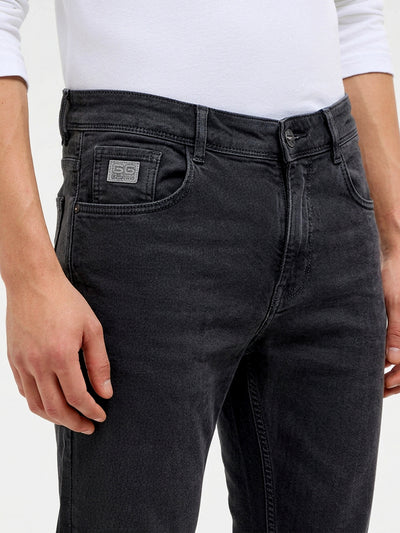 Dark Grey Casual Denim Trousers