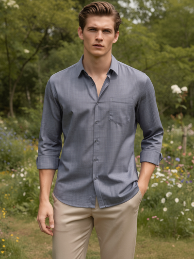 Graphite Grey Checked Casual Shirt
