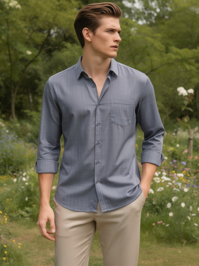 Graphite Grey Checked Casual Shirt