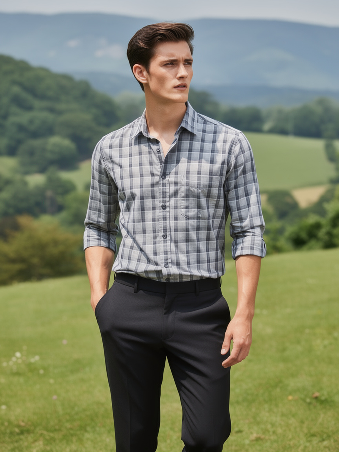 Black Checked Casual Shirt