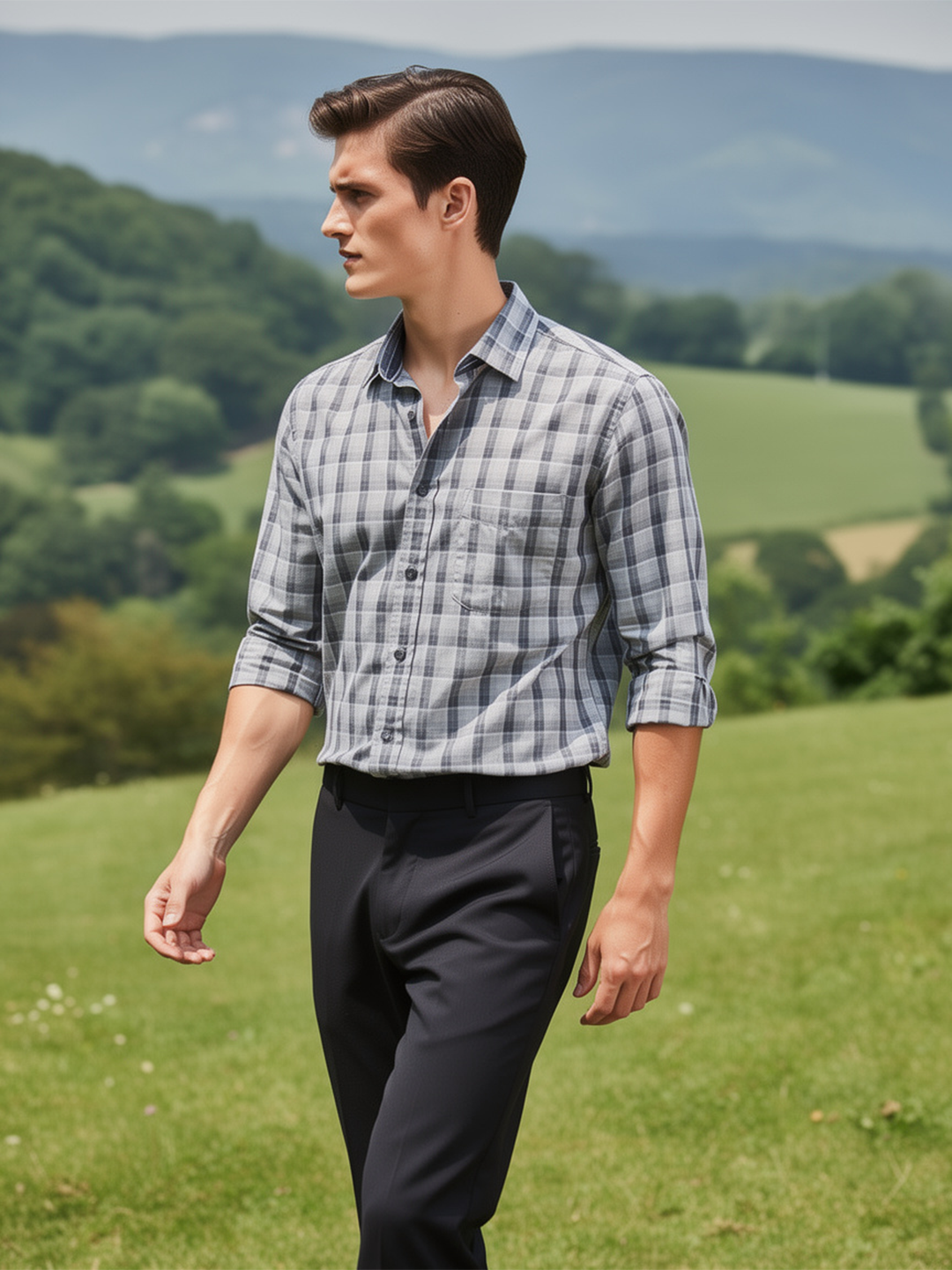 Black Checked Casual Shirt