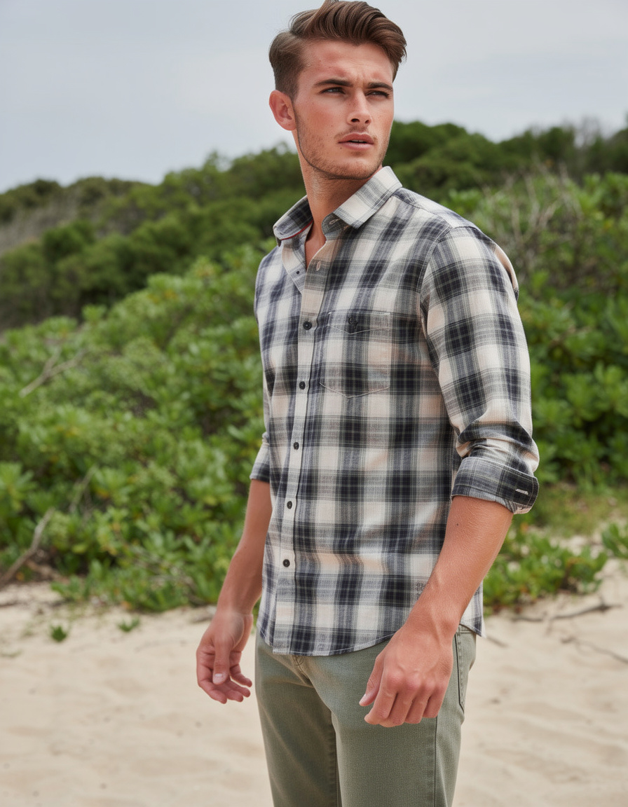 Midnight Black and White Checked Casual Shirt