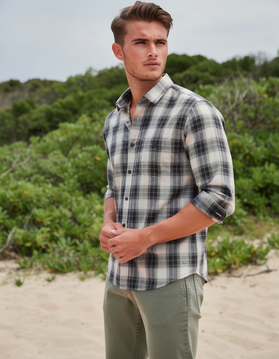 Midnight Black and White Checked Casual Shirt