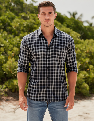 Carbon Black Checked Casual Shirt