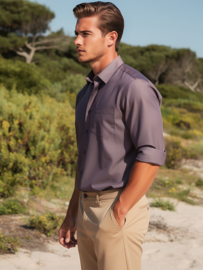 Burnt Mocha Checked Printed Casual Shirt