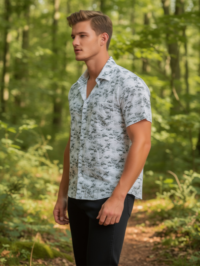 Tea Olive and White Textured Abstract Printed Casual Shirt
