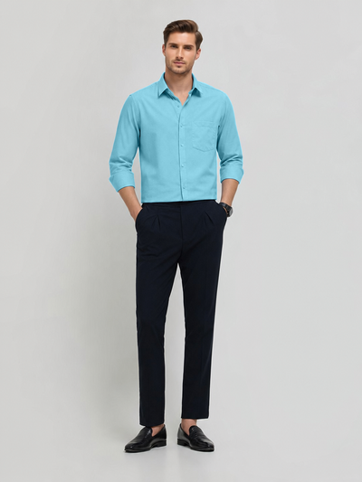 Turquoise Blue Plain Formal Shirt