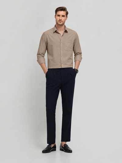Sandstone Beige Plain Formal Shirt