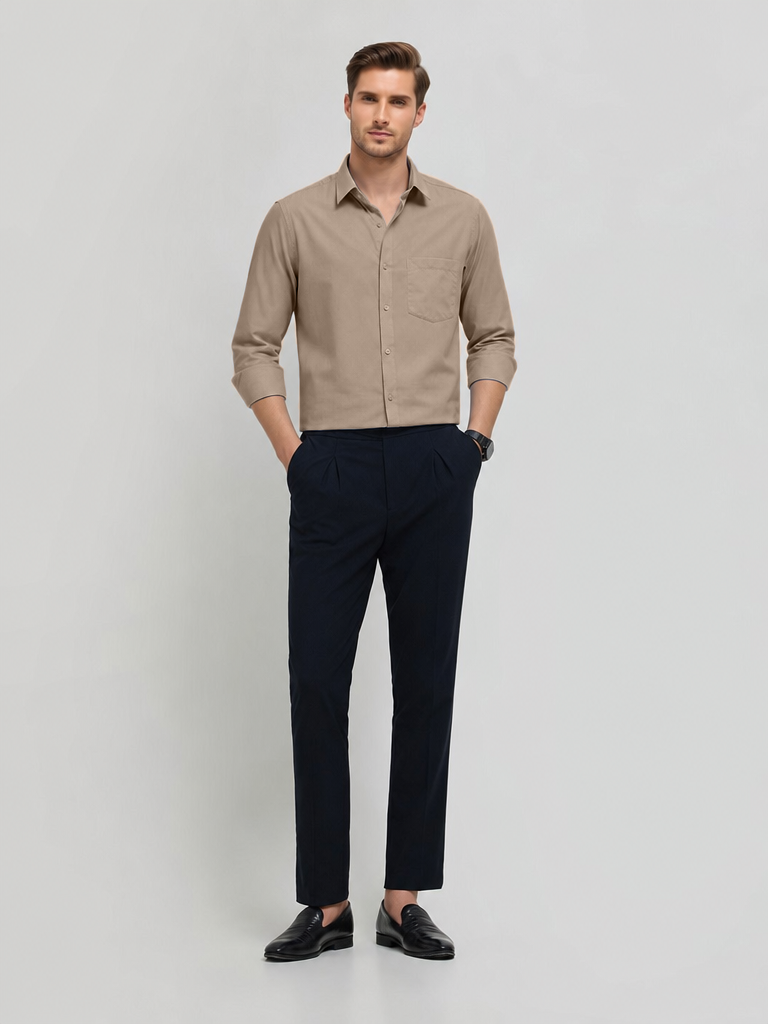 Sandstone Beige Plain Formal Shirt