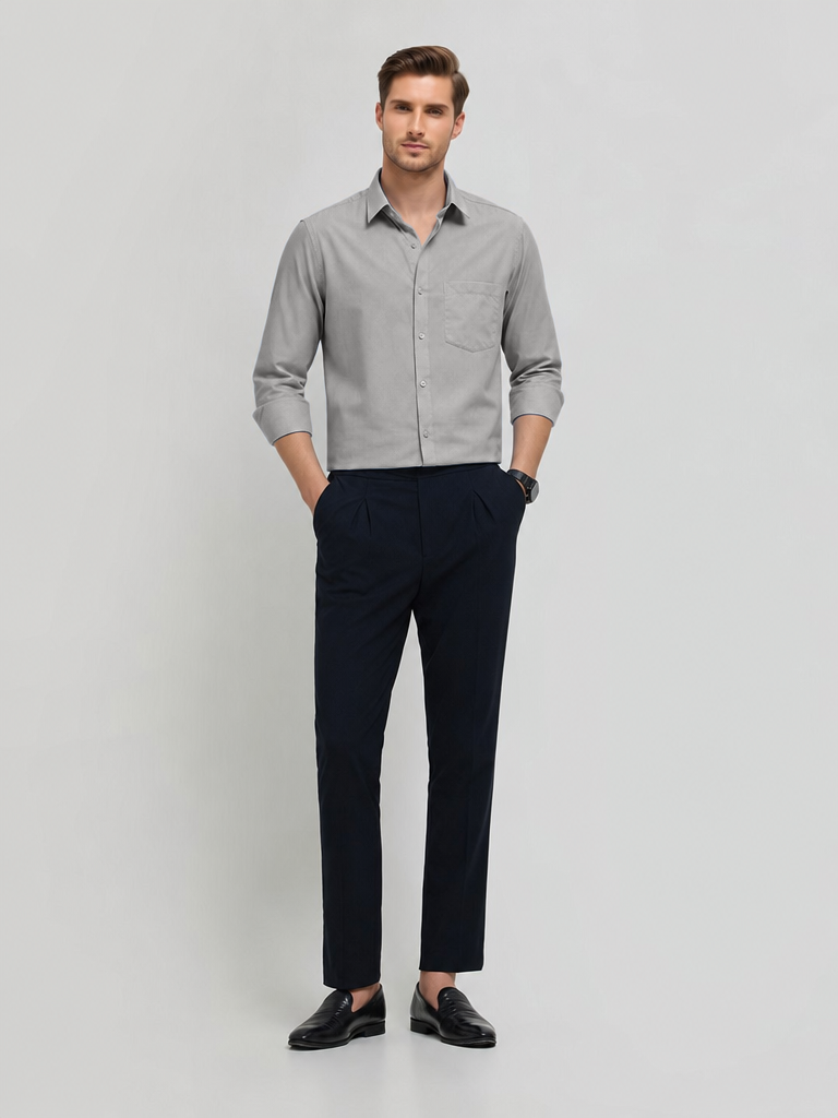 Moon Grey Plain Formal Shirt