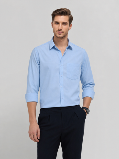 Light Coastal Blue Plain Formal Shirt