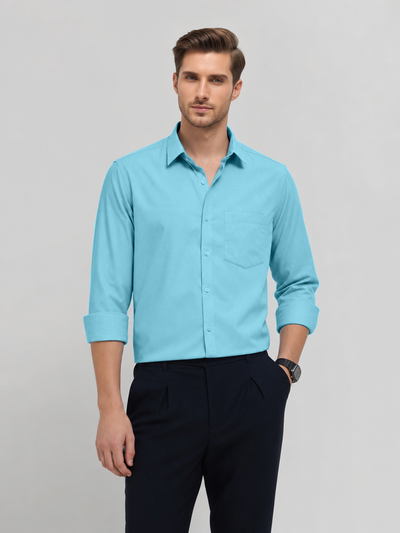 Turquoise Blue Plain Formal Shirt