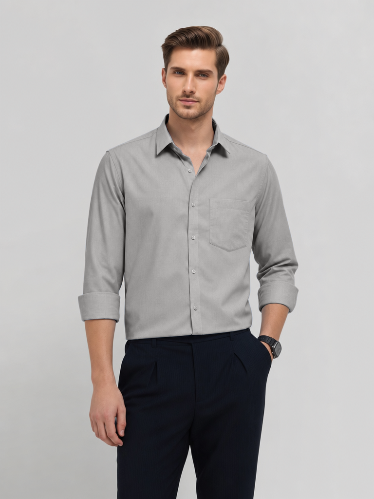 Moon Grey Plain Formal Shirt